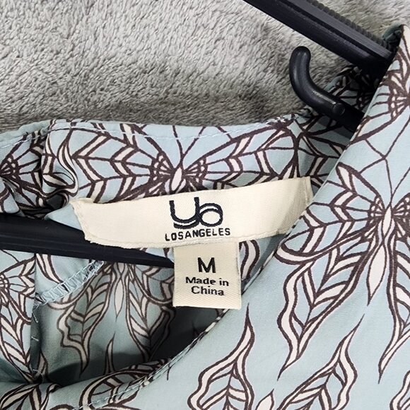 Women's Ya Los Angeles Boho Blue & Brown Floral Print Dress 3/4 Sleeves Size M - Picture 6 of 12